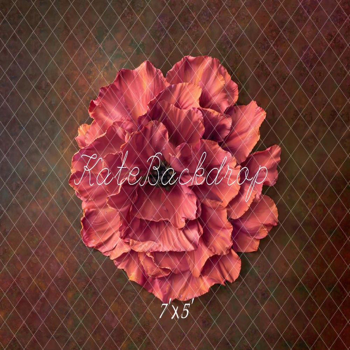 Kate Newborn Red Flower Fabric Abstract Floor Printed Portrait Headshot Backdrop Designed by Emetselch