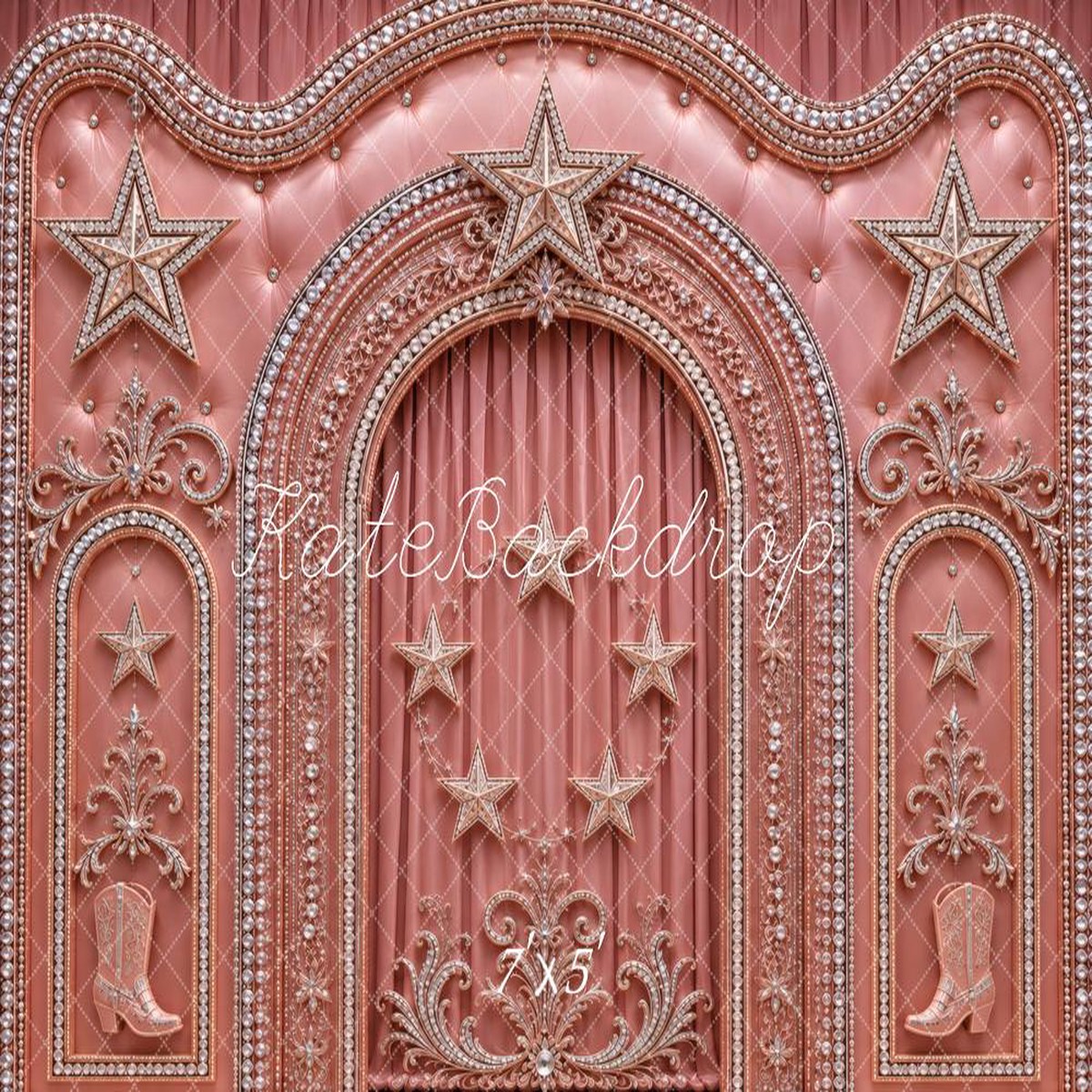 Kate Western Star Arch Cowboy Boots Pink Printed Backdrop Designed by Vertigo Productions